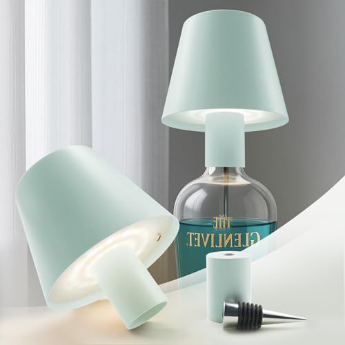 Flaschenlampe Vollmetall, Dimmbares Flaschenlicht Mit 3 Modi, Flaschenlampe Aufsatz Led, 2 Lampenfassung, USB C Aufladbar, IP54 Wasserdicht, Led Flaschenlampe für Wohnzimmer und Schlafzimmer, Blau von Aiandcc