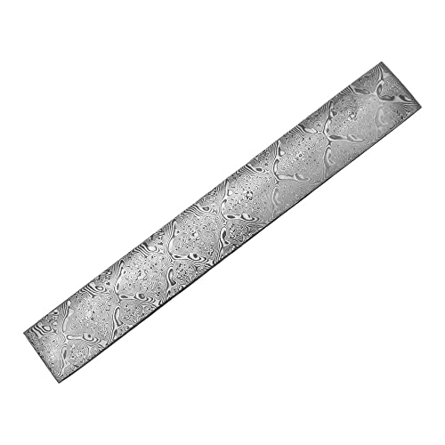 Aibote 60HRC Voller Harter Damaszener Stahl (10Cr15CoMov+9Cr18MoV),Handgefertigter Rostfreier Damaszenerstahl Messer Billet Bar Leere Klinge DIY Material für Schere Messer Machen (150x25x3mm,E) von Aibote