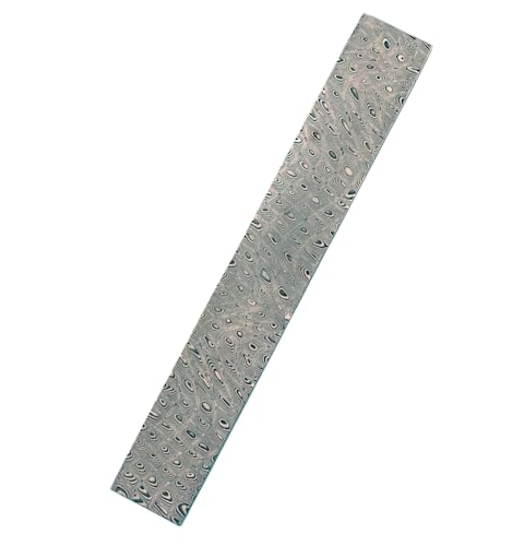 Aibote Handgefertigt Pfauenfeder Muster Damaszener-Edelstahl Barren Rohling Klinge Messerknüppel für Messerherstellung Feste Klinge Tafelmesser Schmuckherstellung (210x30x2.5mm) von Aibote