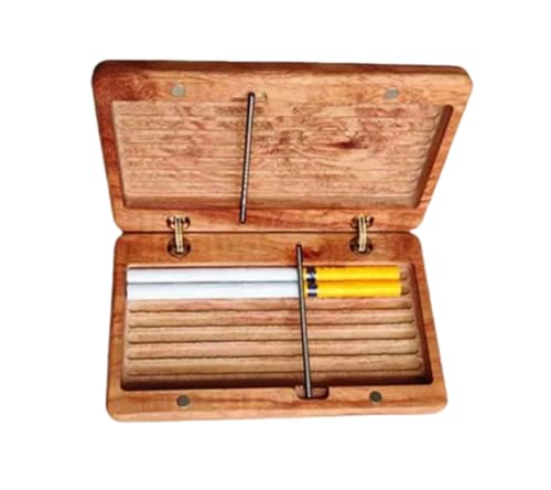 Aibote Handgefertigte Zigarettenbox aus Naturholz, tragbare Tasche, Tragetasche aus Holz, für Männer und Frauen, Raucher (gelbes Birnenholz, 16 schlanke Zigaretten (97 mm) von Aibote