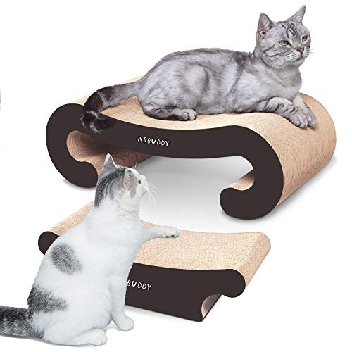 Aibuddy Kratzbaum für Katzen, 2-in-1, Kratzbaum mit Katzenminze, robuster Karton und Konstruktion (55 x 22 x 19 cm; 44 x 22 x 13,5 cm) von Aibuddy