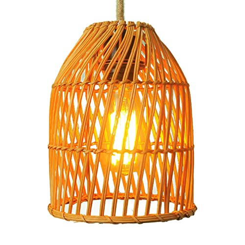Aibyks Rattan-Pendelleuchte,Bambus-Kronleuchter mit Kürbis-Lampenform - Lampen mit Lampenschirm aus Korbgeflecht und zarten, weichen Lichtern für Schlafzimmer von Aibyks