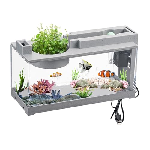 -Betta-Aquarium – Kleines Tisch-Aquarium Mit Luftpumpe | Dekoratives Kleines Aquarium | -Aquarium Für Kampffische, Garnelen, Goldfische, Schildkröten von Aibyks