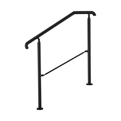 AICA Edelstahl-Treppengeländer für 2–3 Stufen (108 cm, schwarz), Winkelverstellbares Geländer, Eingangsgeländer für Hauseingänge sowie Innen- und Außenbereiche von Aica Sanitär