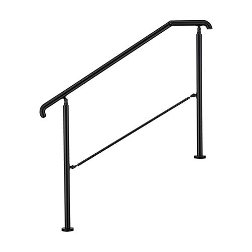 AICA Edelstahl-Treppengeländer für 3–4 Stufen (136 cm, schwarz), Winkelverstellbares Geländer, Eingangsgeländer für Hauseingänge sowie Innen- und Außenbereiche von Aica Sanitär