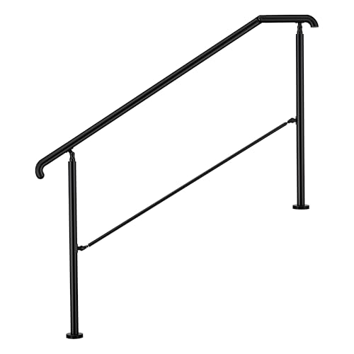 AICA Edelstahl-Treppengeländer für 4–5 Stufen (162 cm, schwarz), Winkelverstellbares Geländer, Eingangsgeländer für Hauseingänge sowie Innen- und Außenbereiche von Aica Sanitär
