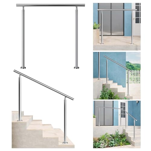 AICA Geländer Edelstahl Handlauf, Treppengeländer 120 cm, Ohne Querstäben, Silber, Eingangsgeländer Innen- Und Außenbereich Geeignet von Aica Sanitär