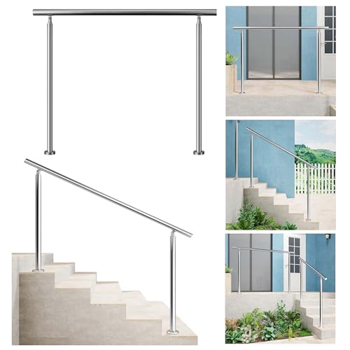 AICA Geländer Edelstahl Handlauf, Treppengeländer 150 cm, Ohne Querstäben, Silber, Eingangsgeländer Innen- Und Außenbereich Geeignet von Aica Sanitär