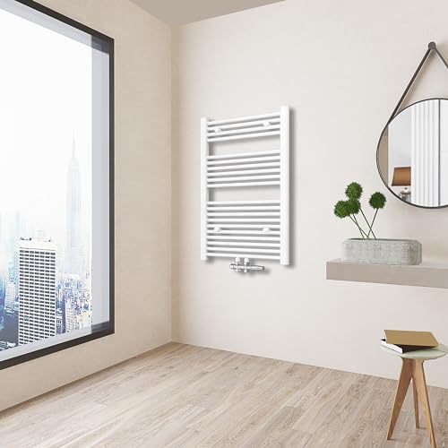 AICA Heizkörper Badheizkörper 1000 x 600 mm Weiß Handtuchheizkörper Mittelanschluss Badezimmer Handtuchhalter von Aica Sanitär