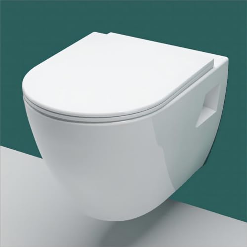AICA Wand WC Hänge WC mit Lotus Effekt Soft Close Toilette Einfach Abzunehmender Sitz Weiß Rund Modernität 丨085 von Aica Sanitär