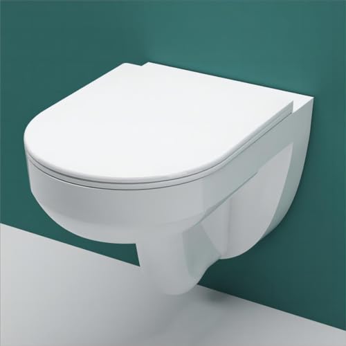 AICA Wand WC spülrandlos Hänge WC mit Lotus Effekt Soft Close Toilette Einfach Abzunehmender Sitz Weiß Rund Modernität丨415 von Aica Sanitär