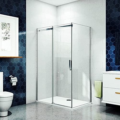 Aica Sanitär 110x90cm Duschkabine Duschabtrennung Schiebetür 8mm NANO GLAS Duschwand Dusche H195cm von Aica Sanitär