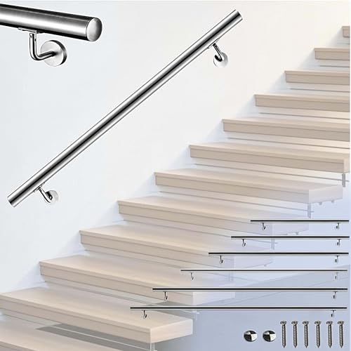 Aica Handlauf Edelstahl Außentreppe, Wandhandlauf, Treppengeländer Edelstahl Innen und Außen, Länge: 80 cm, Durchmesser: 4,24 cm von Aica Sanitär