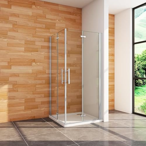Aica Sanitär 80x80 90x90 100x100cm Duschabtrennung Duschkabine Eckeinstieg Dusche Sicherheitsglas H180/185/195/200cm Viertelkreis Quadrat von Aica Sanitär