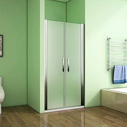 Aica Sanitär 95cm - Verstellbereich von 93-95 cm, Höhe: 195 cm, Duschabtrennung, Duschtür aus 6mm Milchglas mit Nanobeschichtung Splitterschutzfolie von Aica Sanitär