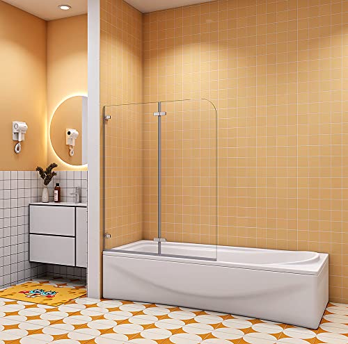 Aica Sanitär Badewannenaufsatz 2 teilig 120cm Duschabtrennung Duschwand Dusche für Badewanne H140cm von Aica Sanitär