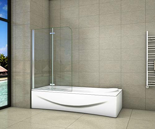 Aica Sanitär Badewannenaufsatz Duschabtrennung 100x140cm 2-teilig Faltbar Duschwand für Badewanne von Aica Sanitär