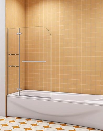 Aica Sanitär Badewannenaufsatz Duschabtrennung Duschwand 6mm Nano Dusche 2-tlg für Badewanne H140cm mit Handtuchhalter,Eckregalen,90cm von Aica Sanitär