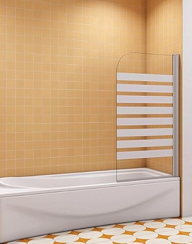 Aica Sanitär Badewannenaufsatz Duschabtrennung Duschwand 6mm Nano Querstreifen Dusche für Badewanne H140cm Recht,80cm von Aica Sanitär