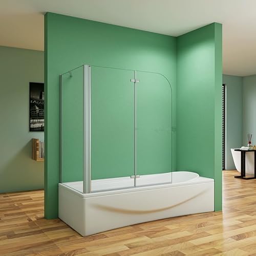 Aica Sanitär Badewannenaufsatz mit NANO Badewannenfaltwand 6mm Duschwand für Badewanne Eck von Aica Sanitär