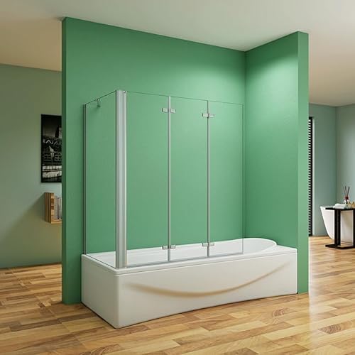 Aica Sanitär Badewannenaufsatz mit NANO Badewannenfaltwand 6mm Duschwand für Badewanne Eck von Aica Sanitär