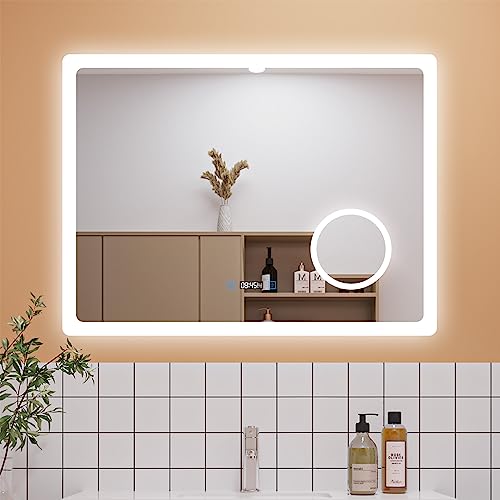 Aica Sanitär Badspiegel LED 80×60cm Uhr Schminkspiegel 3 Lichfarbe dimmbar Anti-Beschlag Spiegel mit Beleuchtung Explosionsschutzfolie energiesrarend Aica Sanitär Badspiegel LED 80×60cm Uhr Schminkspiegel 3 Lichfarbe dimmbar Anti-Beschlag Spiegel mit Beleuchtung Explosionsschutzfolie energiesrarend von Aica Sanitär