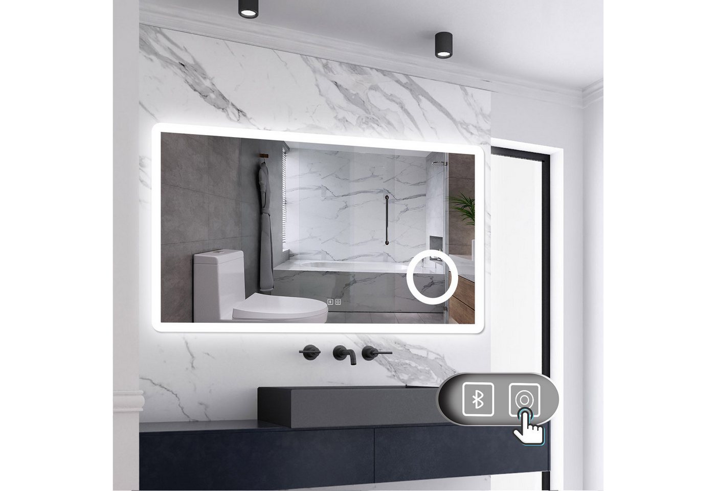 Aica Sanitär Badspiegel LED Wandspiegel mit Steckdose/Bluetooth/3 Lichtfarbe/3x Schminkspiegel, mit Bluetooth/Schminkspiegel/Rasiersteckdose Aica Sanitär Badspiegel LED Wandspiegel mit Steckdose/Bluetooth/3 Lichtfarbe/3x Schminkspiegel, mit Bluetooth/Schminkspiegel/Rasiersteckdose von Aica Sanitär