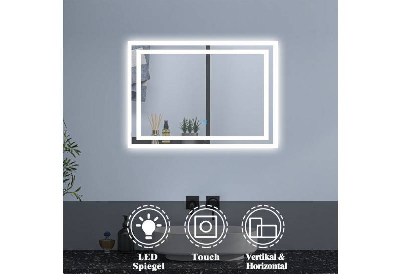 Aica Sanitär Badspiegel Touch LED Spiegel Beleuchtung Badezimmerspiegel 50-90 cm Weiß Dimmbar von Aica Sanitär