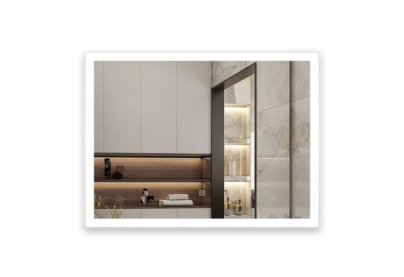 Aica Sanitär Badspiegel Touch LED Spiegel Beleuchtung Badezimmerspiegel Weiß Dimmbar 80x60 cm von Aica Sanitär