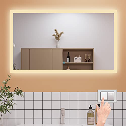 Aica Sanitär Badspiegel mit Beleuchtung 100×60cm 3 Lichfarbe dimmbar Memory Wand/Touchschalter Anti-Beschlag LED Spiegel energiesrarend von Aica Sanitär