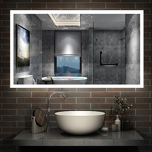 Aica Sanitär Badspiegel mit Beleuchtung 120×70cm 3 Lichfarbe dimmbar Memory Wand/Touchschalter Anti-Beschlag LED Spiegel energiesrarend von Aica Sanitär
