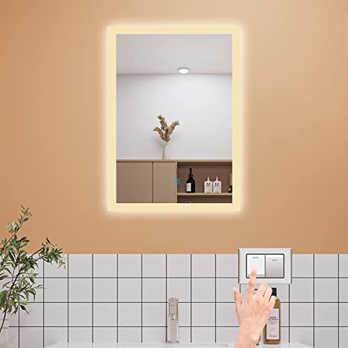 Aica Sanitär Badspiegel mit Beleuchtung 50×70cm 3 Lichfarbe dimmbar Memory Wand/Touchschalter Anti-Beschlag LED Spiegel energiesrarend von Aica Sanitär