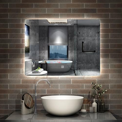 Aica Sanitär Badspiegel mit Beleuchtung 70×50cm Touch Wandschalter Kaltweiß dimmbar Memory-Funktion Badezimmerspiegel Spiegel Energiesparend Lichtspiegel IP44 Aica Sanitär Badspiegel mit Beleuchtung 70×50cm Touch Wandschalter Kaltweiß dimmbar Memory-Funktion Badezimmerspiegel Spiegel Energiesparend Lichtspiegel IP44 von Aica Sanitär