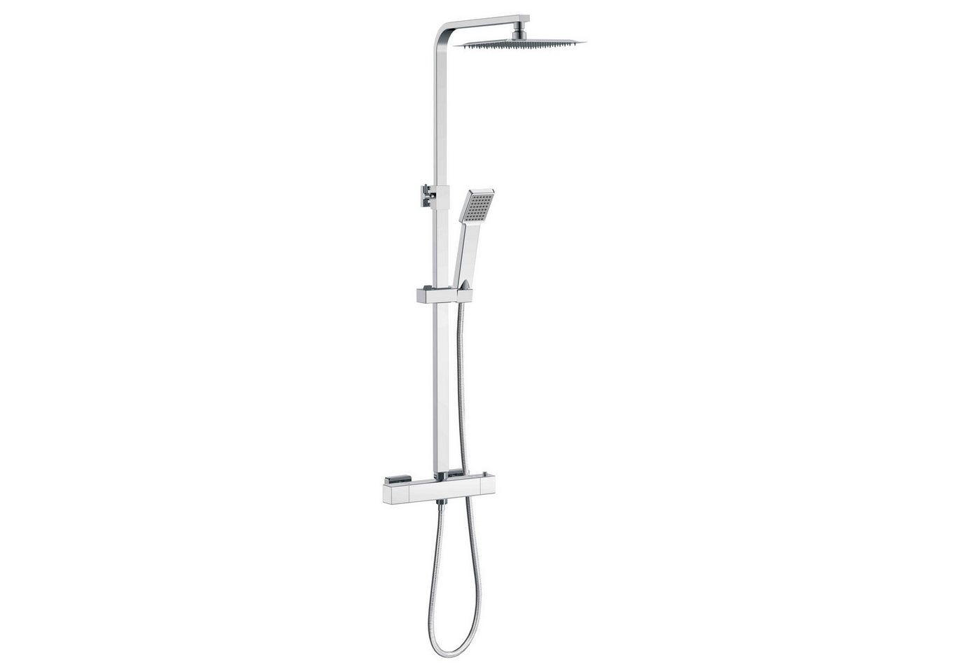 Aica Sanitär Duschsystem AICA Thermostat-Duschset mit 38°C Sicherheit & Regendusche, 20x20cm, Set, Brauseschlauch mit Verdrehschutz von Aica Sanitär