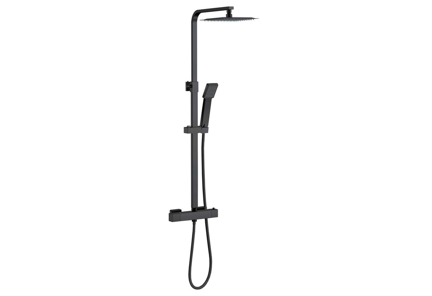 Aica Sanitär Duschsystem AICA Thermostat-Duschset mit 38°C Sicherheit & Regendusche, 20x20cm, Set, Brauseschlauch mit Verdrehschutz von Aica Sanitär