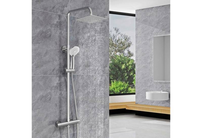 Aica Sanitär Duschsystem Thermostat Duscharmatur Regendusche Duschset mit Handbrause Massage, Set, Brauseschlauch mit Verdrehschutz von Aica Sanitär