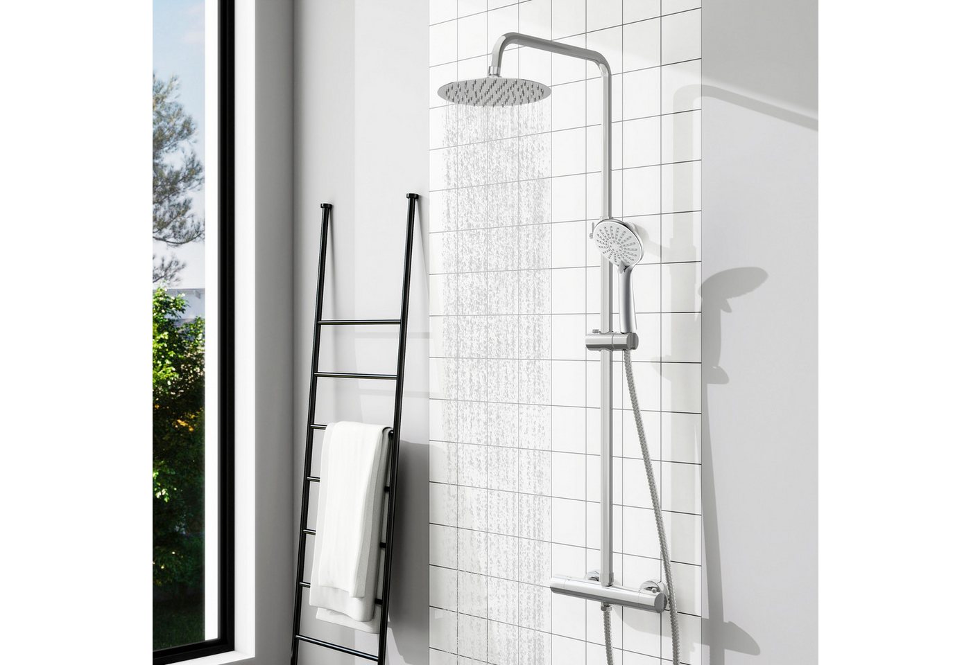 Aica Sanitär Duschsystem Thermostat Duscharmatur Regendusche Duschset mit Handbrause Massage, Set, Brauseschlauch mit Verdrehschutz Aica Sanitär Duschsystem Thermostat Duscharmatur Regendusche Duschset mit Handbrause Massage, Set, Brauseschlauch mit Verdrehschutz von Aica Sanitär