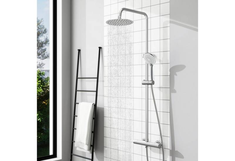 Aica Sanitär Duschsystem Thermostat Duscharmatur Regendusche Duschset mit Handbrause Massage, Set, Brauseschlauch mit Verdrehschutz von Aica Sanitär