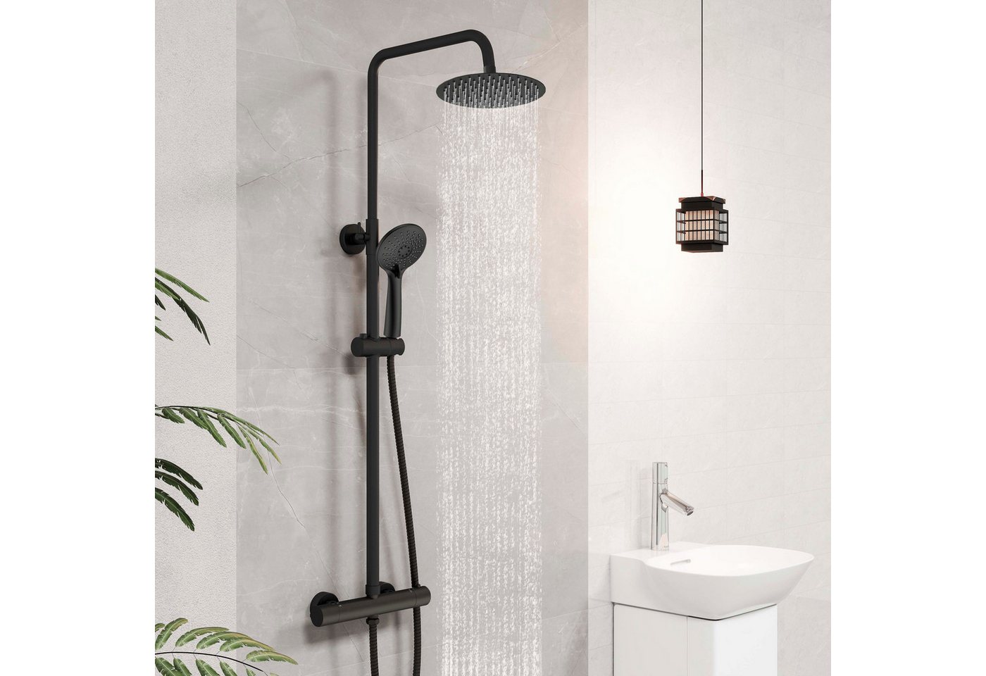 Aica Sanitär Duschsystem Thermostat Duscharmatur Regendusche Duschset mit Handbrause Massage, Set, Brauseschlauch mit Verdrehschutz Aica Sanitär Duschsystem Thermostat Duscharmatur Regendusche Duschset mit Handbrause Massage, Set, Brauseschlauch mit Verdrehschutz von Aica Sanitär