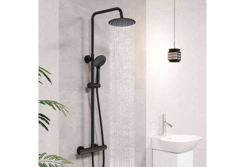 Aica Sanitär Duschsystem Thermostat Duscharmatur Regendusche Duschset mit Handbrause Massage, Set, Brauseschlauch mit Verdrehschutz von Aica Sanitär