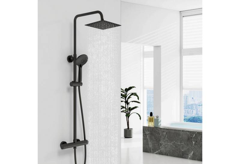 Aica Sanitär Duschsystem Thermostat Duscharmatur Regendusche Duschset mit Handbrause Massage, Set, Brauseschlauch mit Verdrehschutz von Aica Sanitär