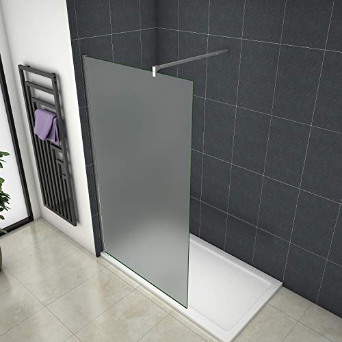 Aica Sanitär Duschwand Walk In Dusche 100cm Duschabtrennung 10mm NANO Milchglas Glas Duschtrennwand 200cm Höhe Splitterschutzfolie von Aica Sanitär