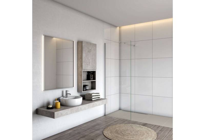 Aica Sanitär Duschwand Walk-in Duschabtrennung Duschwand Stabilisationsstange 4-8mm Glas, Einscheibensicherheitsglas, glas von Aica Sanitär