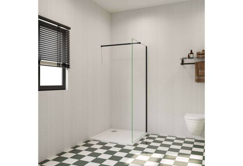 Aica Sanitär Duschwand Walk-in Duschabtrennung Duschwand Stabilisationsstange 4-8mm Glas, Einscheibensicherheitsglas, glas von Aica Sanitär