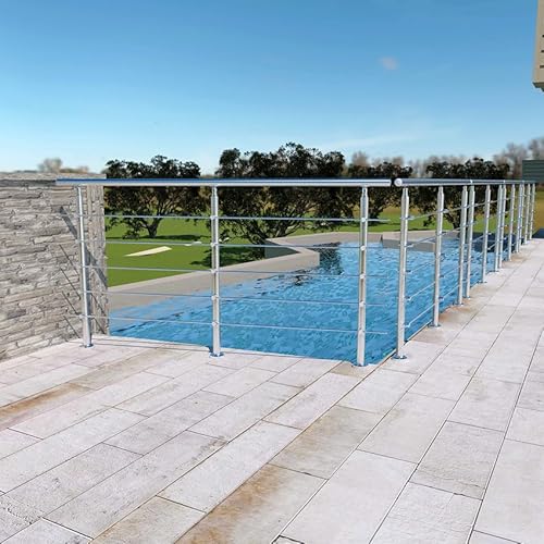 Aica Sanitär Edelstahl Geländer Treppengeländer mit Querstab Handlauf Brüstung Treppe Bausatz 200cm,Querstäbe 3 von Aica Sanitär