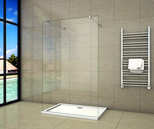 Aica Sanitär Freistehende Duschwand Walk In Dusche 127cm Duschabtrennung 10mm NANO Glas Duschtrennwand 200cm Höhe von Aica Sanitär