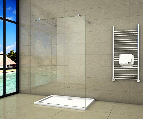 Aica Sanitär Freistehende Duschwand Walk In Dusche 157cm Duschabtrennung 10mm NANO Glas Duschtrennwand 200cm Höhe von Aica Sanitär