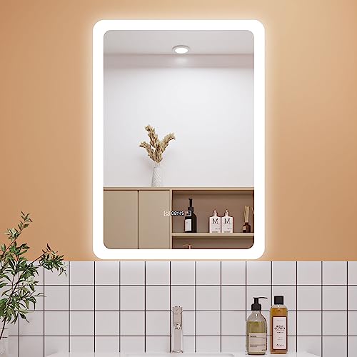 Aica Sanitär LED Badspiegel 60×80cm mit Uhr Touch Anti-Beschlag Spiegel mit LED Beleuchtung Kaltweiß IP44 energiesrarend von Aica Sanitär