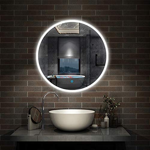 Aica Sanitär LED Badspiegel Rund 60cm Touch-Schalter Badezimmerspiegel energiesparend Runder Spiegel von Aica Sanitär
