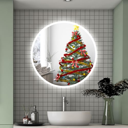 Aica Sanitär LED Badspiegel rund 50 cm Touch Beschlagfrei Wandspiegel mit Beleuchtung Lichtspiegel Badezimmerspiegel mit Beleuchtung von Aica Sanitär